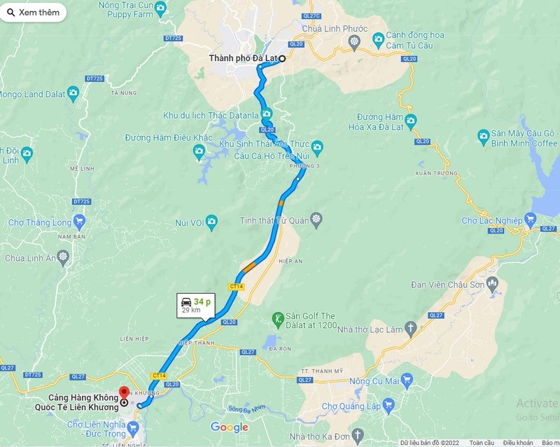 google maps sân bay liên khương Đà Lạt