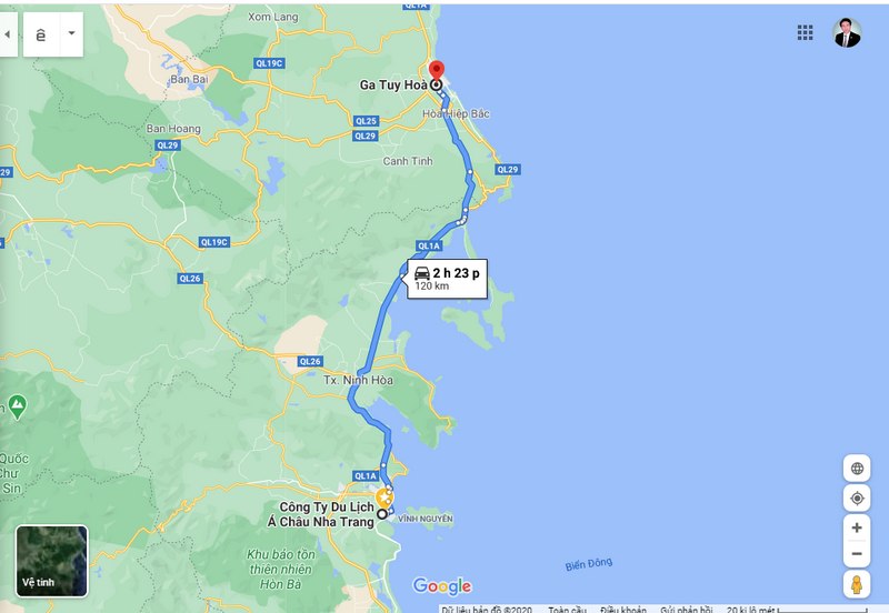 Google map cho thuê xe Tuy Hòa Phú Yên