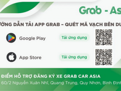 Hỗ trợ đăng ký xe Grab Asia Quy Nhơn Bình Định